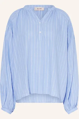 Mos Mosh Blusenshirt Mit Leinen Und Glitzergarn blau