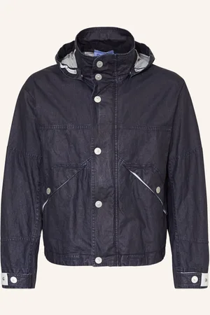 Stone Island Leinenjacke Marina In Jeansoptik Mit Abnehmbarer Kapuze blau