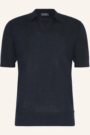 Olymp Strick-Poloshirt Casual Comfort Fit blau