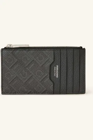 Salvatore Ferragamo Saffiano-Kartenetui grau