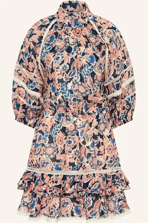 Dea Kudibal Leinenkleid Elin Mit Volants Und 3/4-Arm blau