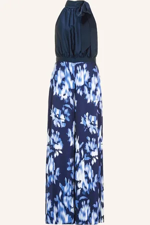 Swing Jumpsuit Aus Satin Mit Schluppe blau