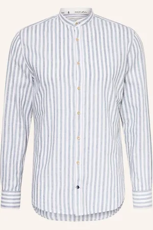 Colours & Sons Hemd Slim Fit Mit Leinen blau