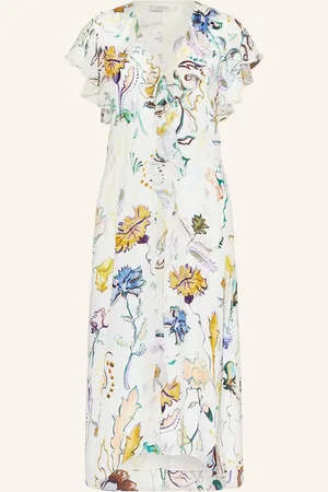 Dorothee Schumacher Kleid Floral Twist Mit Volants weiss