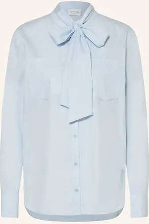 Comma, Bluse Mit Abnehmbarer Schluppe blau