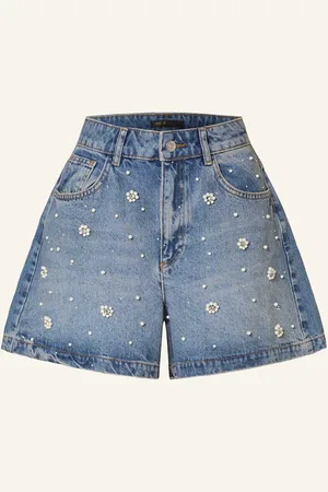 Maje Jeansshorts Mit Schmucksteinen blau