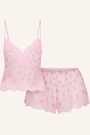 SKIMS Shorty-Schlafanzug Romance Lace Aus Seide rosa