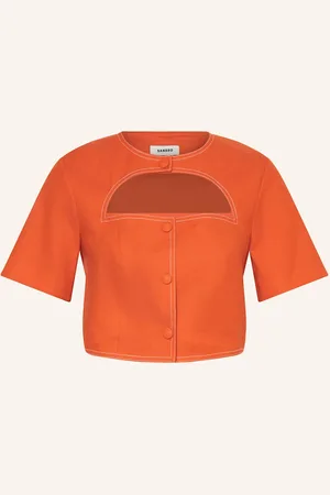 Sandro Cropped-Shirt Mit Leinen Und Cut-Out