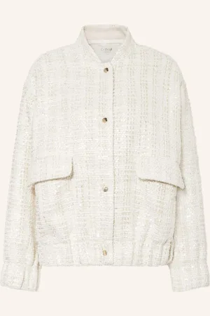 CATNOIR Tweed-Jacke Mit Pailletten Und Glitzergarn weiss