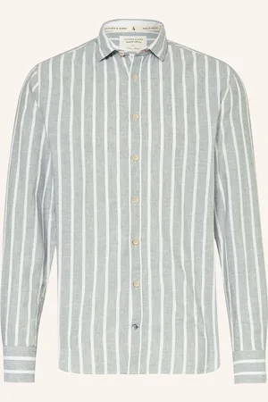 Colours & Sons Hemd Regular Fit Mit Leinen gruen