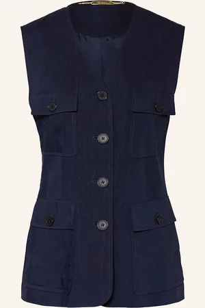 NVSCO Blazerweste Melody Mit Leinen blau
