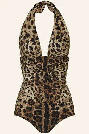 Dolce & Gabbana Neckholder-Badeanzug Intero Leo New braun