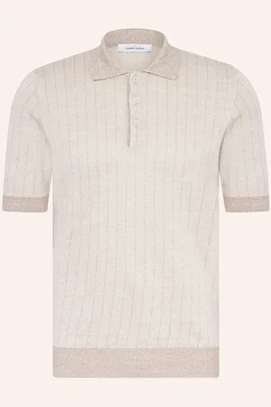Gran Sasso Piqué-Poloshirt Mit Leinen beige