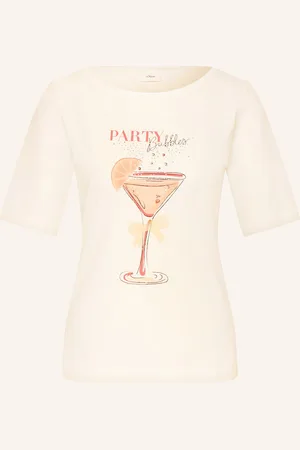 QS by s.Oliver T-Shirt Mit Schmucksteinen weiss