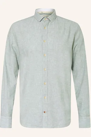 Colours & Sons Hemd Slim Fit Mit Leinen gruen