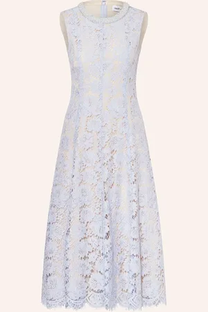 Self-Portrait Cocktailkleid Aus Spitze Mit Schmuckperlen blau