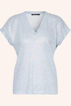 Marc Aurel T-Shirt Aus Leinen Mit Glitzergarn weiss