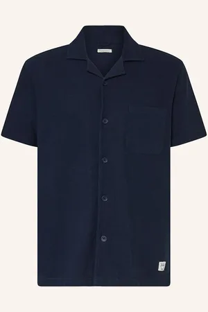 Knowledge Cotton Apparal Resorthemd Box Fit Aus Jersey blau