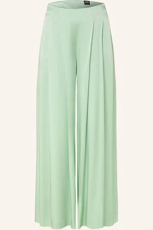 HUGO BOSS Marlenehose Tetosa Aus Satin gruen