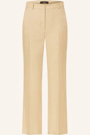 Max Mara Hose Agape Mit Leinen beige