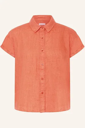 Knowledge Cotton Apparal Hemdbluse Aster Aus Leinen orange