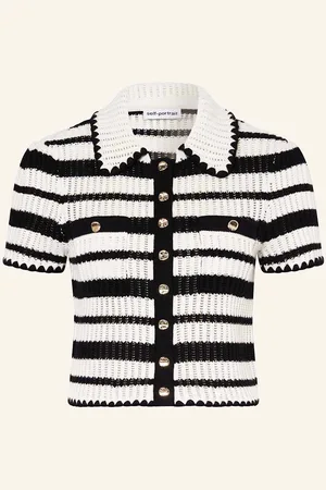 Self-Portrait Strick-Poloshirt schwarz