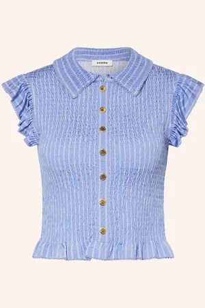 Sandro Cropped-Shirt Mit Rüschen blau