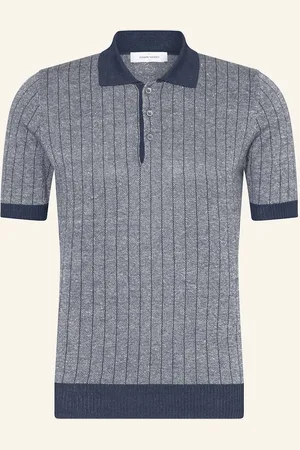 Gran Sasso Piqué-Poloshirt Mit Leinen blau