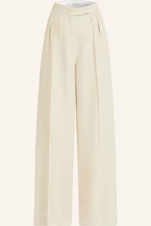 Max Mara Marlenehose Rauche Aus Leinen beige