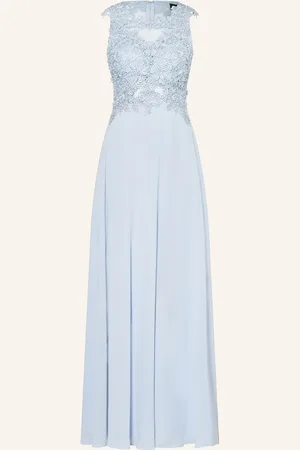 Apart Abendkleid Mit Spitze Und Schmucksteinen blau