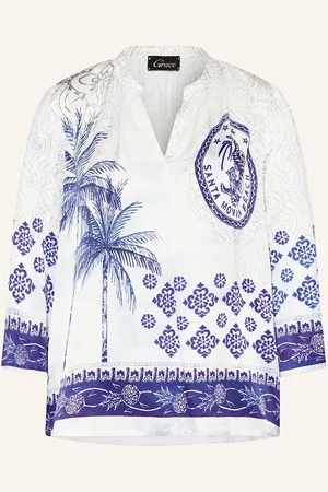 Grace Blusenshirt Aus Satin Mit 3/4-Arm blau