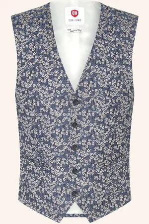Club of Gents Anzugweste Cg Plum Slim Fit blau