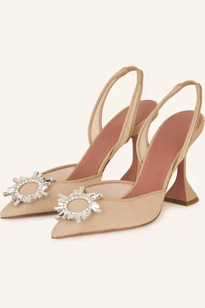 Amina Muaddi Slingpumps Begum Mit Schmucksteinen beige