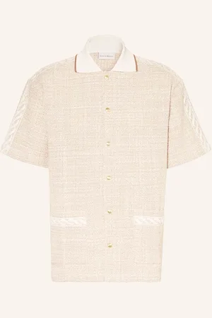 Drôle de Monsieur Drôle De Monsieur Kurzarm-Hemd Comfort Fit Aus Tweed beige