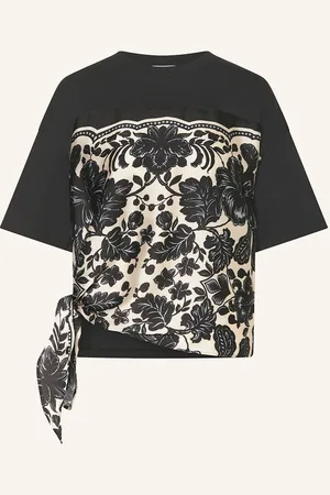 Sandro T-Shirt Im Materialmix schwarz