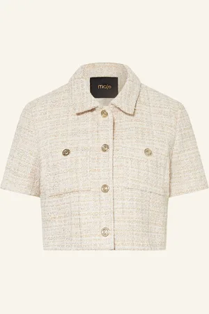 Maje Tweed-Jacke Mit Glitzergarn beige