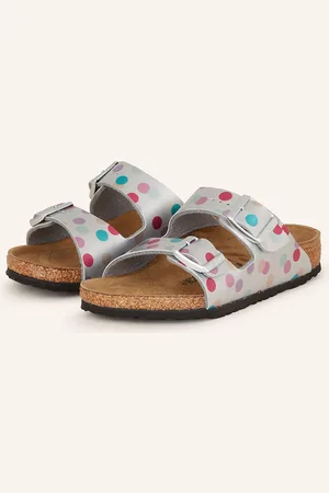 Birkenstock Pantoletten Arizona Birco-Flor Electric Metallic Dots silber