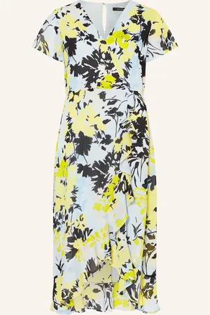 Comma, Kleid In Wickeloptik blau