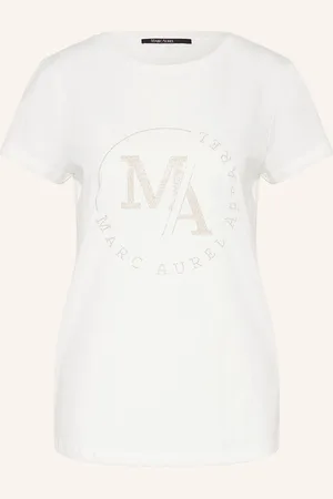 Marc Aurel T-Shirt Mit Schmucksteinen beige