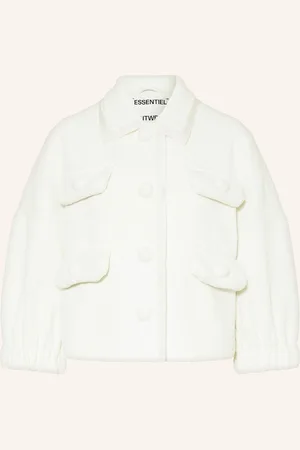 Essentiel Antwerp Kastenjacke Hecks Mit 3/4-Arm Aus Tweed weiss