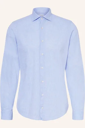 Roy Robson Hemd Slim Fit Mit Leinen blau