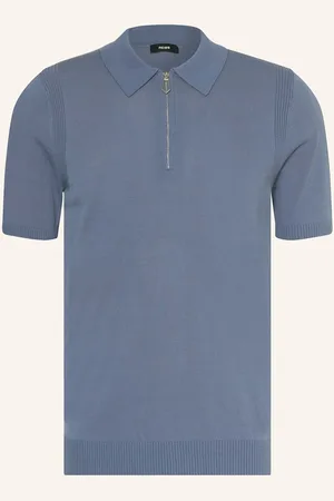 Reiss Strick-Poloshirt Berkley blau