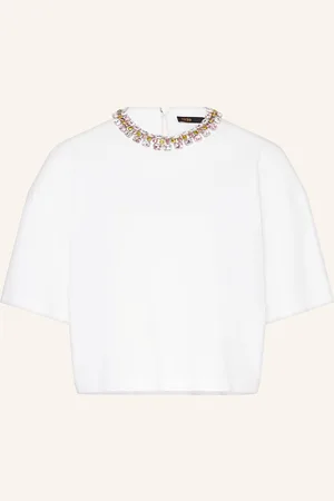 Maje T-Shirt Mit Schmucksteinen weiss