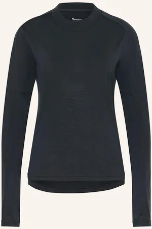 Knowledge Cotton Apparal Longsleeve Dynamic Wool 175 Aus Merinowolle blau