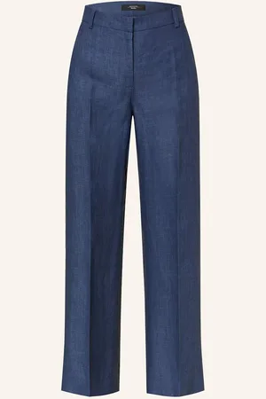 Max Mara Marlenehose Malizia Aus Leinen blau