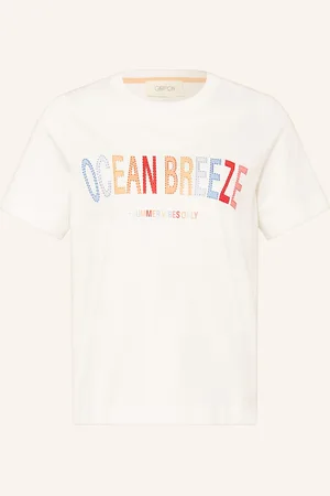 Cartoon T-Shirt Mit Schmucksteinen weiss