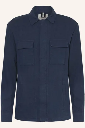 Profuomo Overshirt Mit Leinen blau