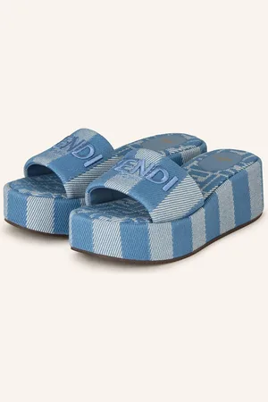 Fendi Plateau-Pantoletten blau