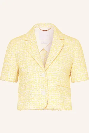 Rich & Royal Cropped-Blazer Aus Tweed Mit Pailletten gelb