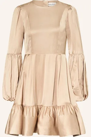 By Malina Satinkleid Jasmine Mit Volants beige